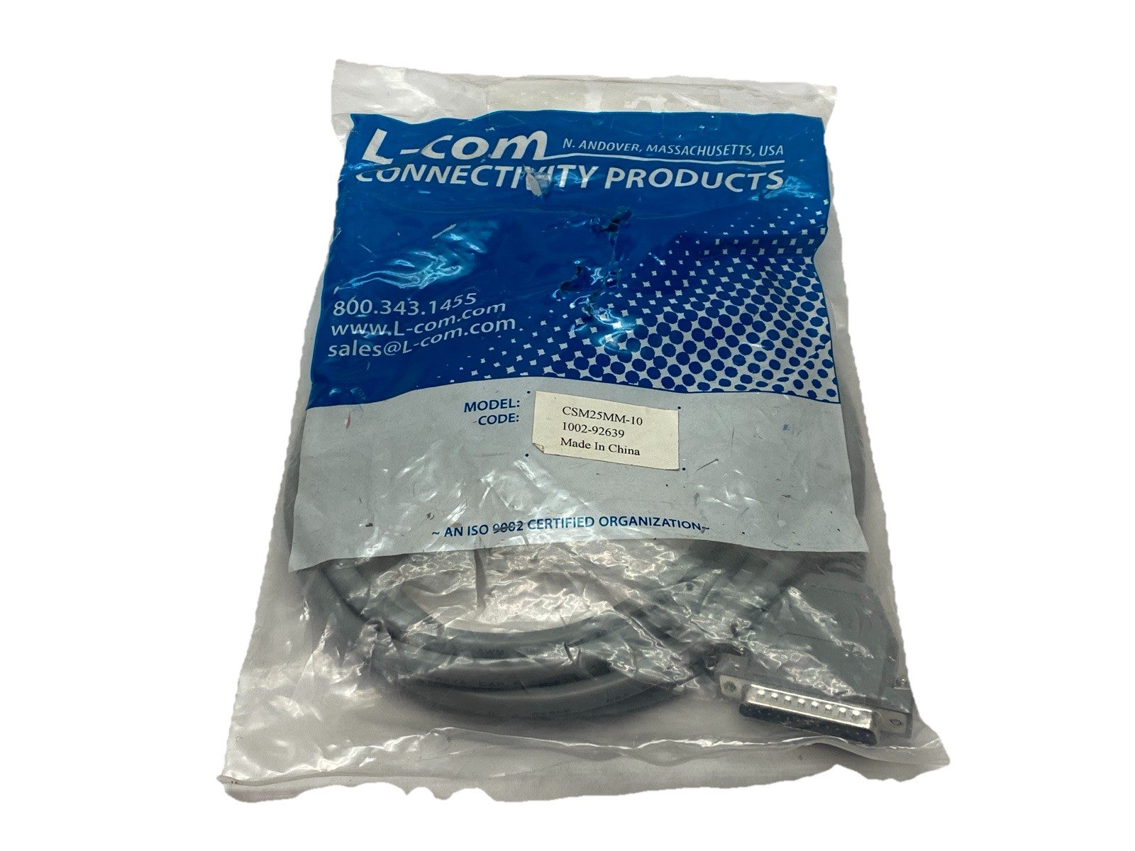 L-Com CSM25MM-10 Economy Molded D-Sub Cable, DB25 Male / Male, 10.0 ft - Maverick Industrial Sales