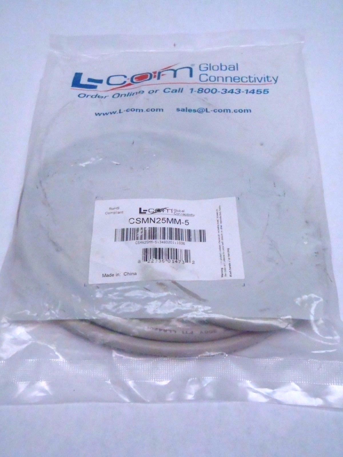 L-COM CSMN25MM-5 Deluxe Molded D-Sub Cable, DB25 Male / Male, 5.0 ft - New – Open box - Maverick Industrial Sales