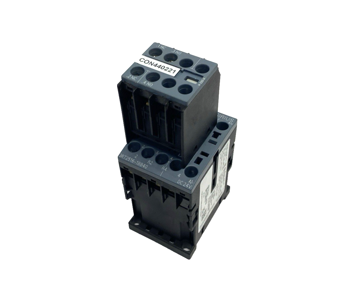 Siemens 3RT2516-1BB40 Power Contactor, 3AC, 9A, 4kW 400V, 4P 24VDC - Maverick Industrial Sales