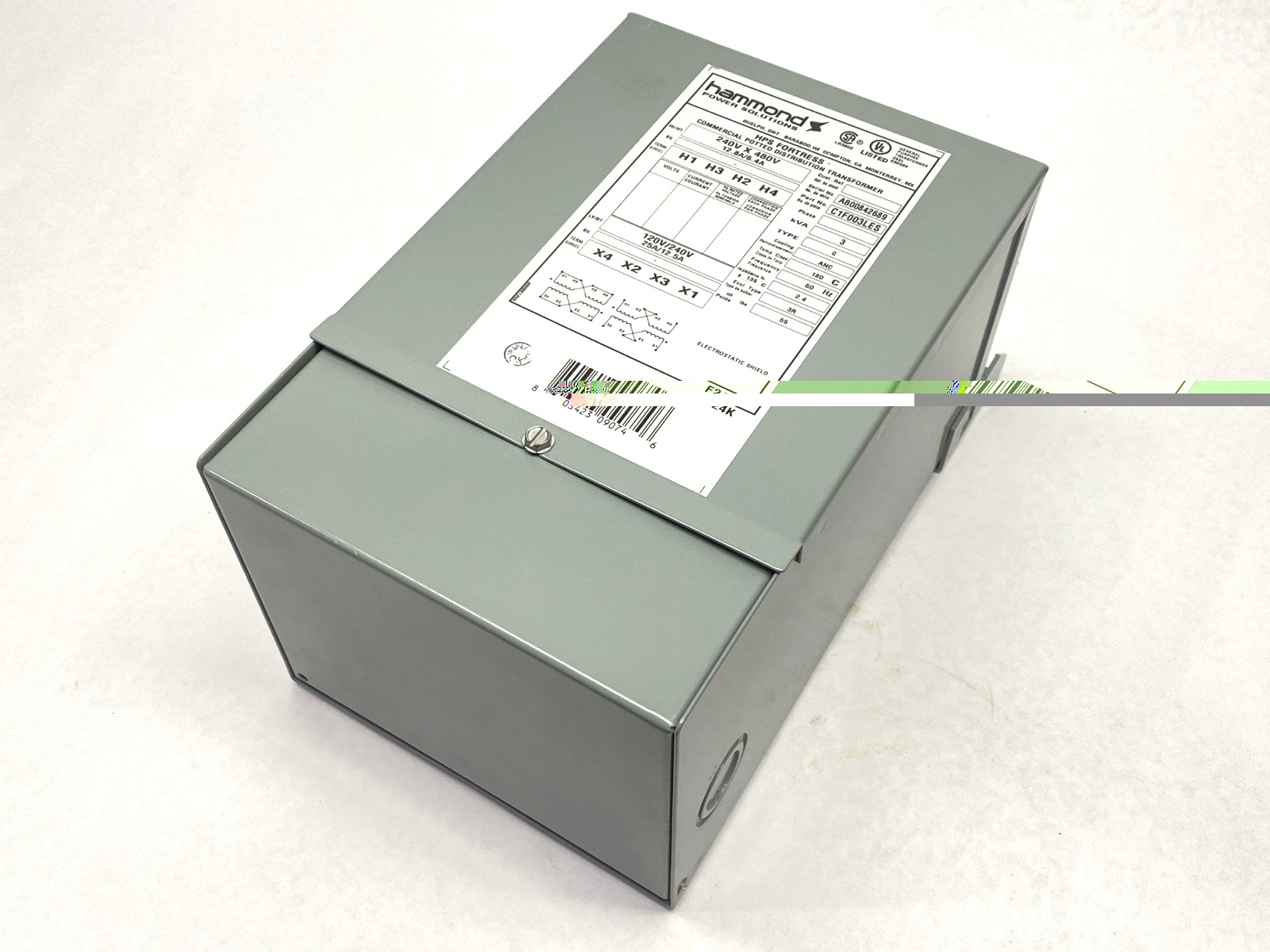 C1F003LES | Hammond General Purpose Transformer 1-Phase 3kVA 240/480VAC 120/240VAC - Used - Maverick Industrial Sales