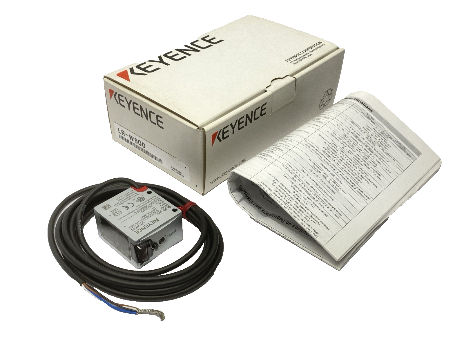 Keyence LR-W500 Self-Contained Full-Spectrum Sensor, White LED, 2m Cable - Maverick Industrial Sales