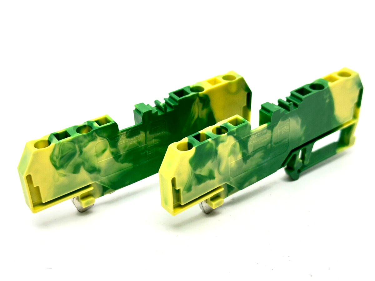 281-657 | WAGO Ground Terminal Block 4-Conductor Yellow/Green 4mm2 LOT OF 2 - Used - Maverick Industrial Sales