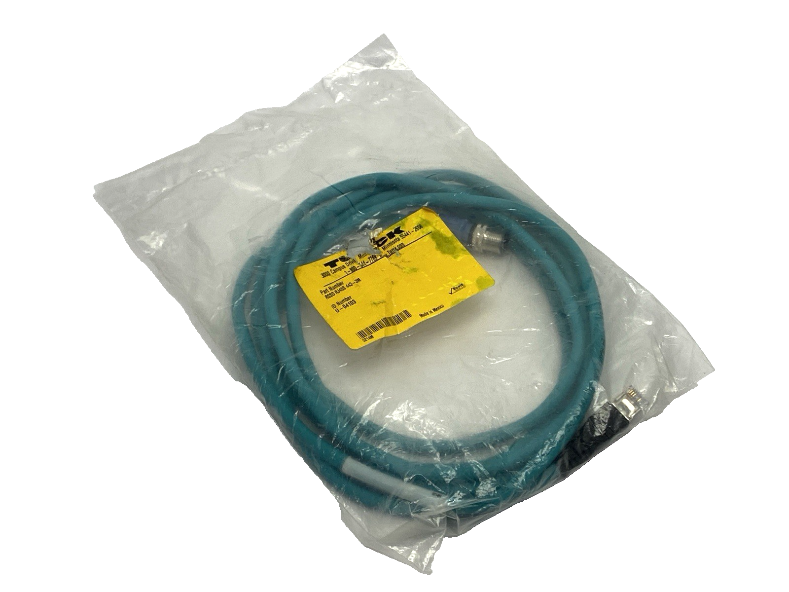 RSSD RJ45S 443-3M, U-04103 | Turck RSSD RJ45S 443-3M Double-Ended 4-Pin Male M12 x RJ45 Cordset U-04103 - New - Maverick Industrial Sales