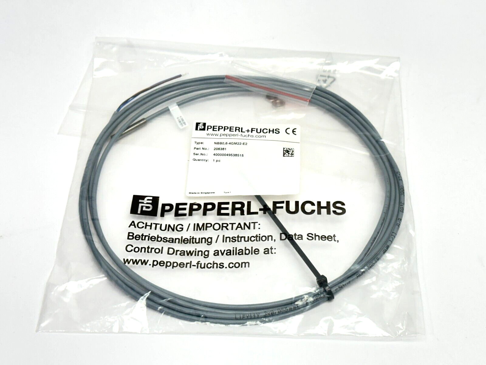 NBB0,6-4GM22-E2, 206381 | Pepperl+Fuchs NBB0,6-4GM22-E2 Inductive Sensor PNP 2m 206381- New - Maverick Industrial Sales