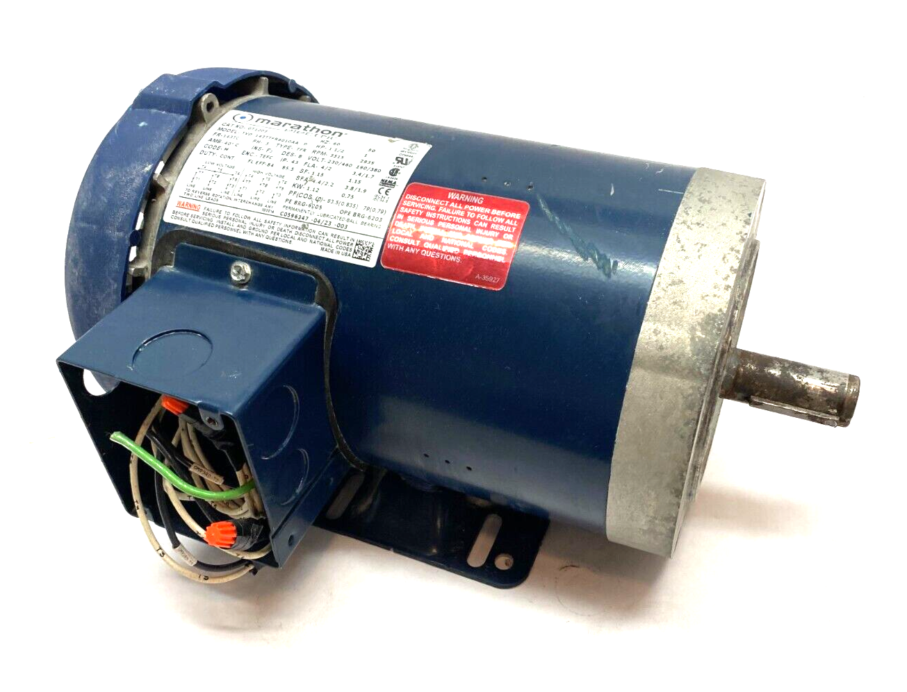 Marathon GT1203 3-Phase Electric Motor 143TC Frame 3515 Rpm 1-1/2HP 143TTFR6010 - Maverick Industrial Sales