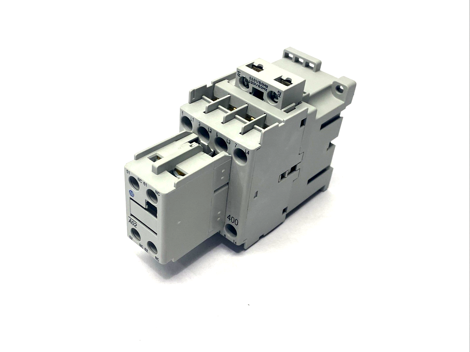 100-C09D400 | Allen Bradley Ser. A IEC 9A Contactor 100-F Auxiliary- Used - Maverick Industrial Sales