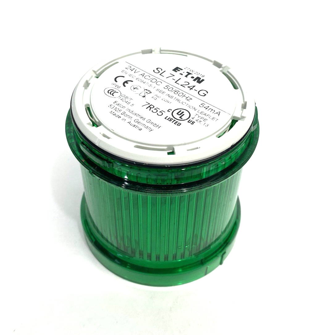 SL7-L24-G | Eaton Stacklight Module 70mm, Continuous LED, Green, 24VAC/DC - Used - Maverick Industrial Sales
