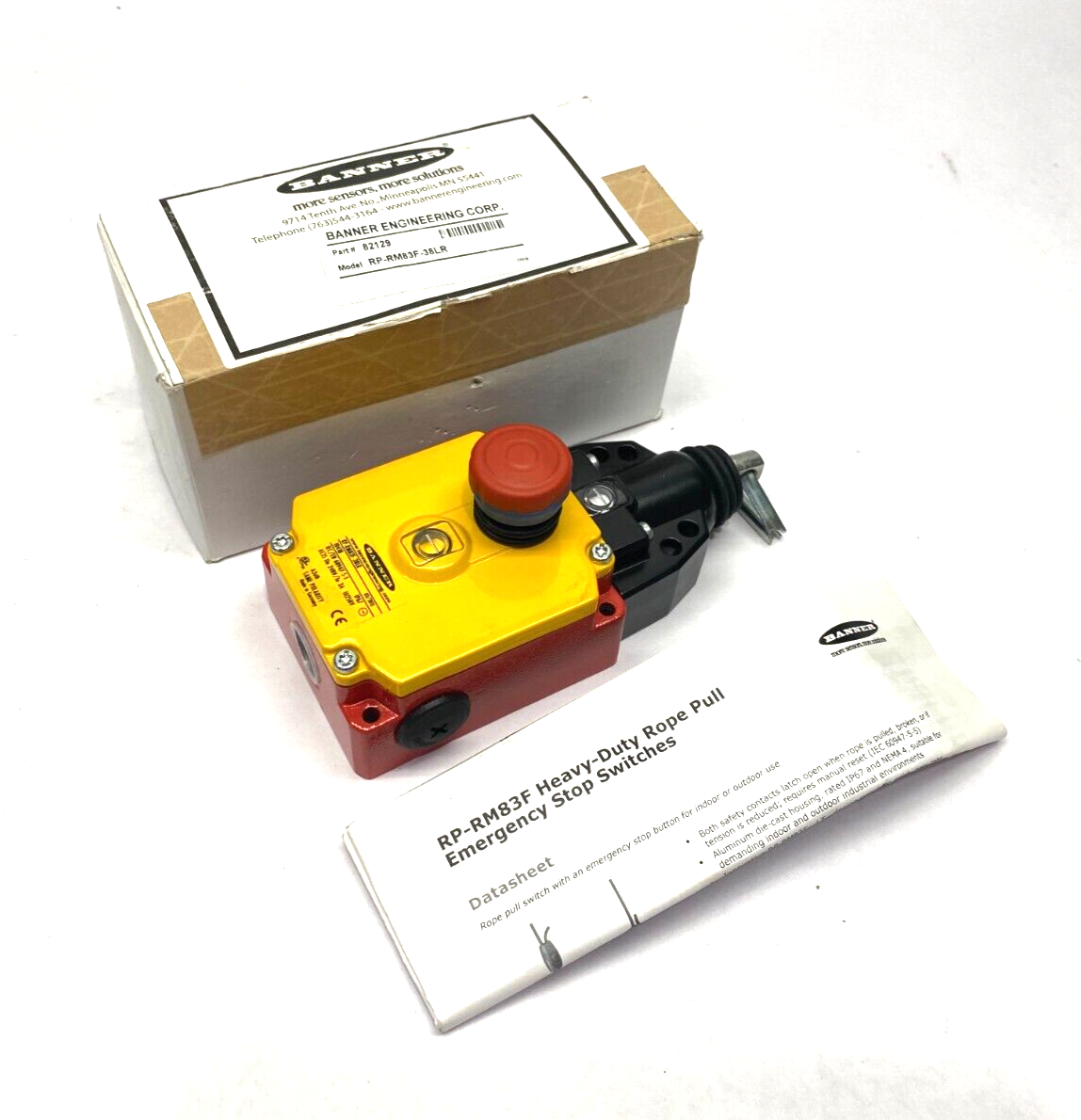 Banner RP-RM83F-38LR Heavy Duty Emergency Stop Rope Pull Module 2 NO, 2NC 82129 - Maverick Industrial Sales