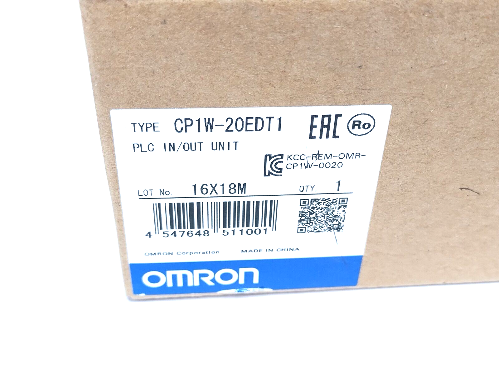 Omron CP1W-20EDT1 PLC I/O Expansion Unit 12 x 24VDC Inputs 8 x PNP Outputs 0.3A - New – Open box - Maverick Industrial Sales