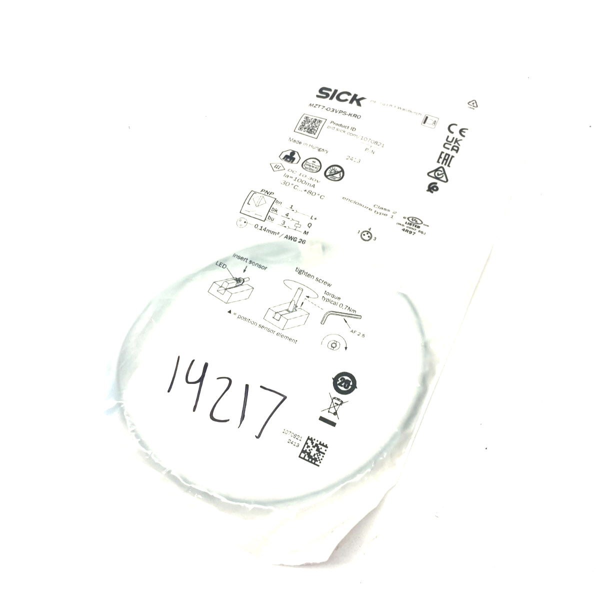 Sick MZT7-03VPS-KR0 T-Slot Cylinder Sensor PNP 10-30VDC 1070821 - New - Maverick Industrial Sales