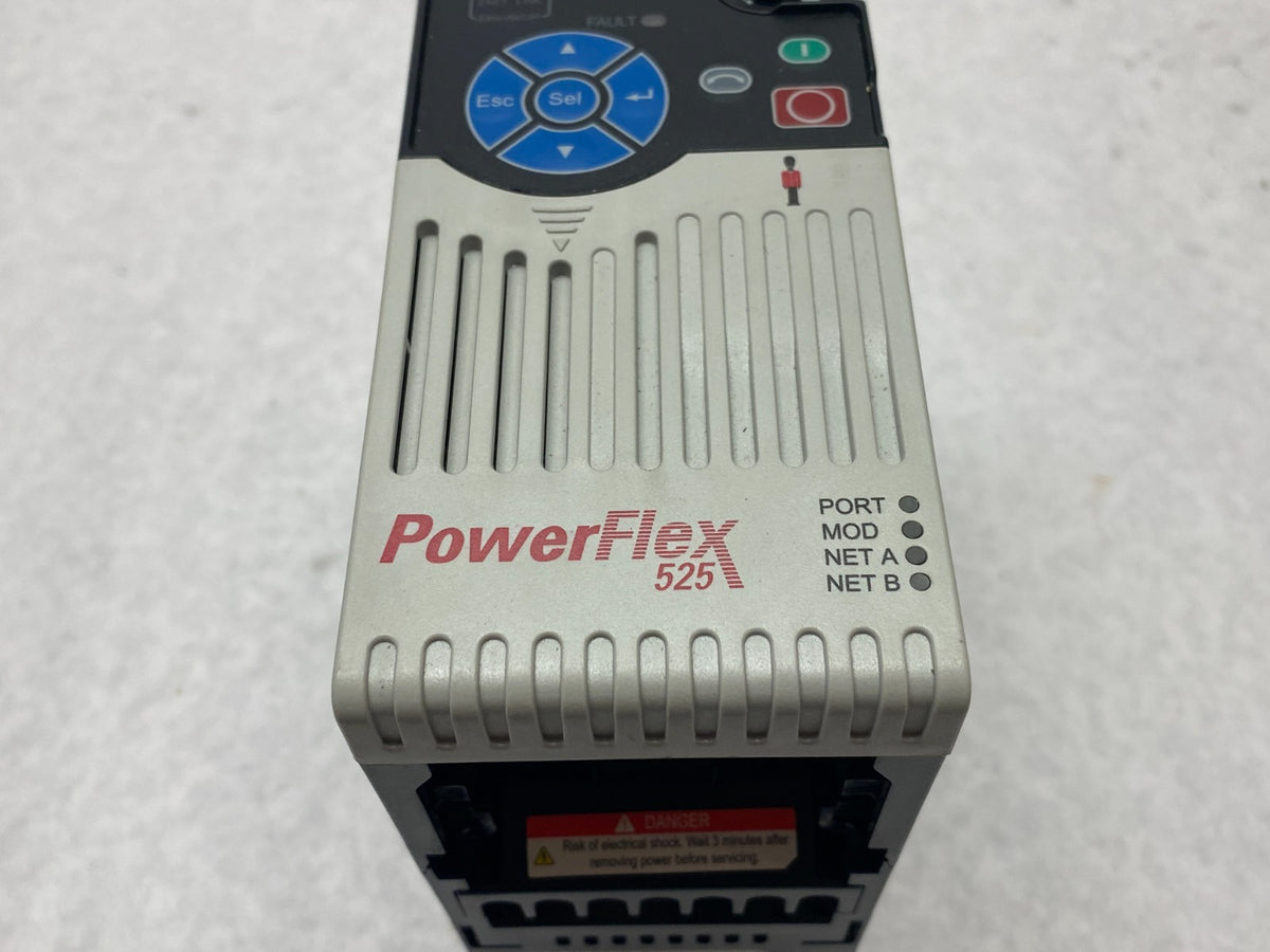 25B-D1P4N114 | Allen Bradley Ser. A PowerFlex 525 0.4kW 0.5HP AC Drive 3-Phase - Used - Maverick Industrial Sales