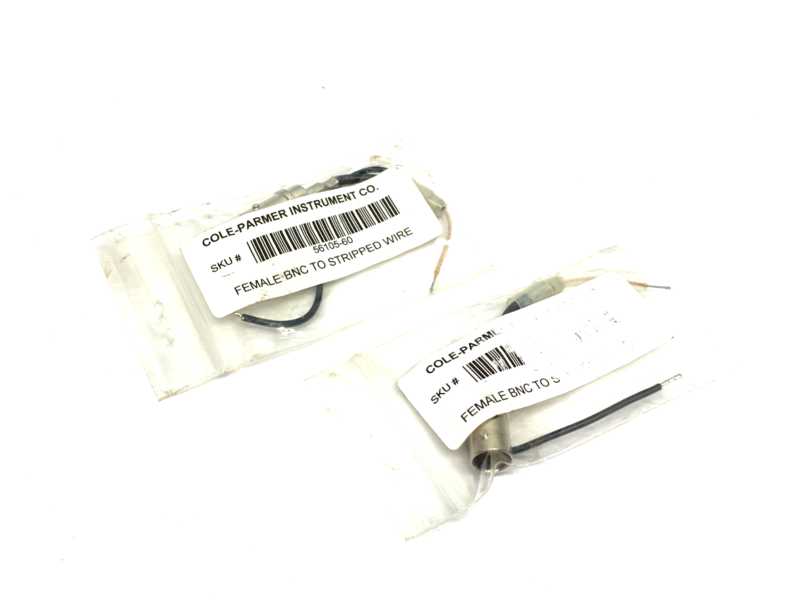 Cole-Parmer 56105-60 Female BNC Connector to Stripped Wires LOT OF 2 - Maverick Industrial Sales