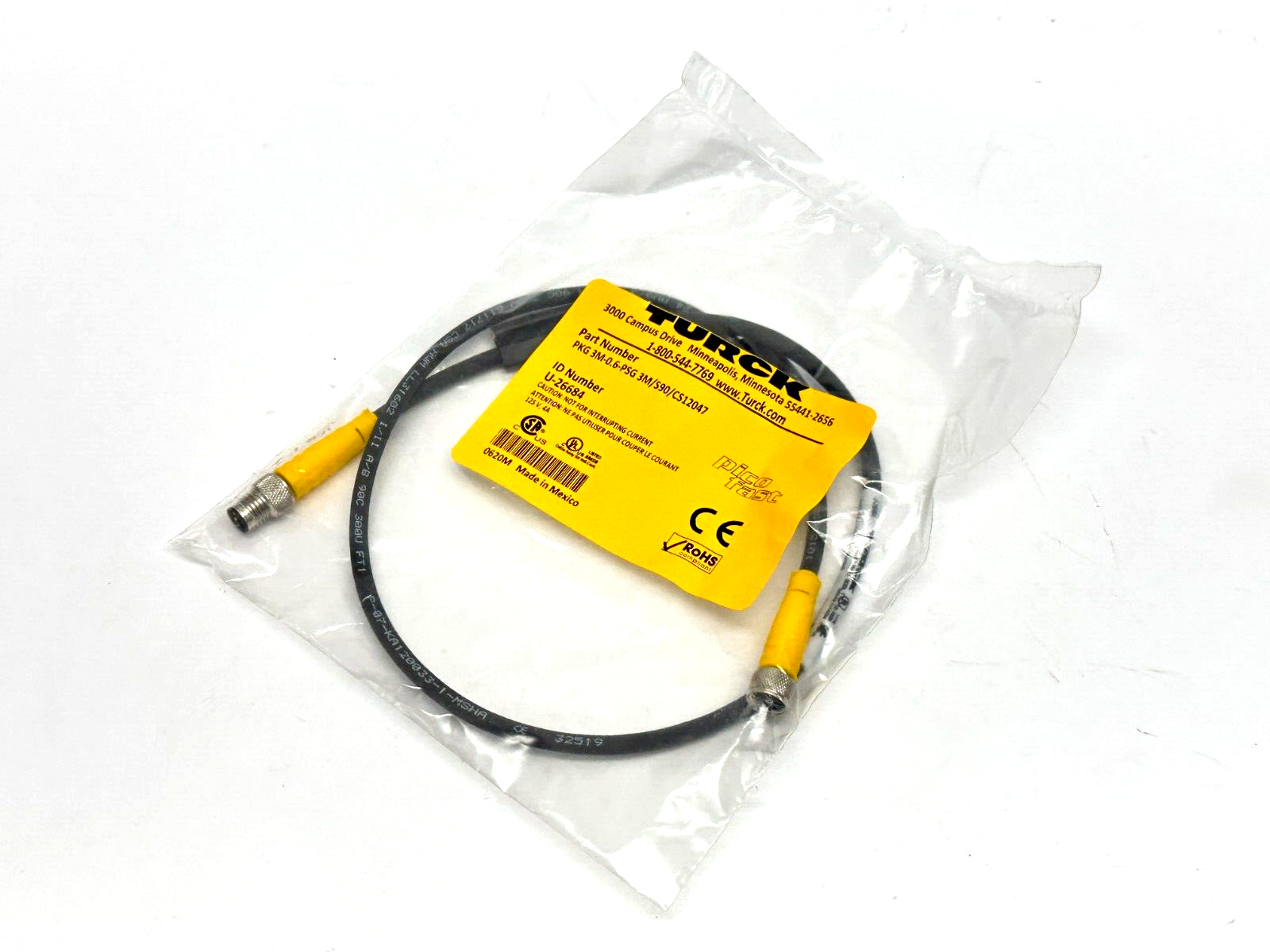 Turck PKG 3M-0.6-PSG 3M/S90/CS12047 Picofast Cordset 0.6m U-26684 - New - Maverick Industrial Sales