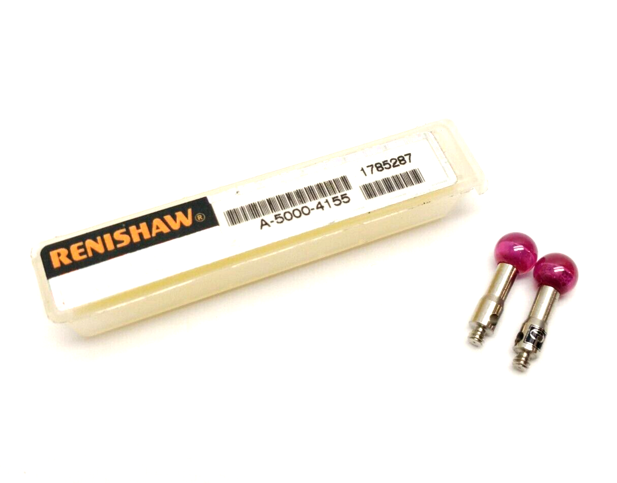 Renishaw A-5000-4155 Straight CMM Styli M2 5mm Ruby Ball SS Stem 10mm L LOT OF 2 - Maverick Industrial Sales