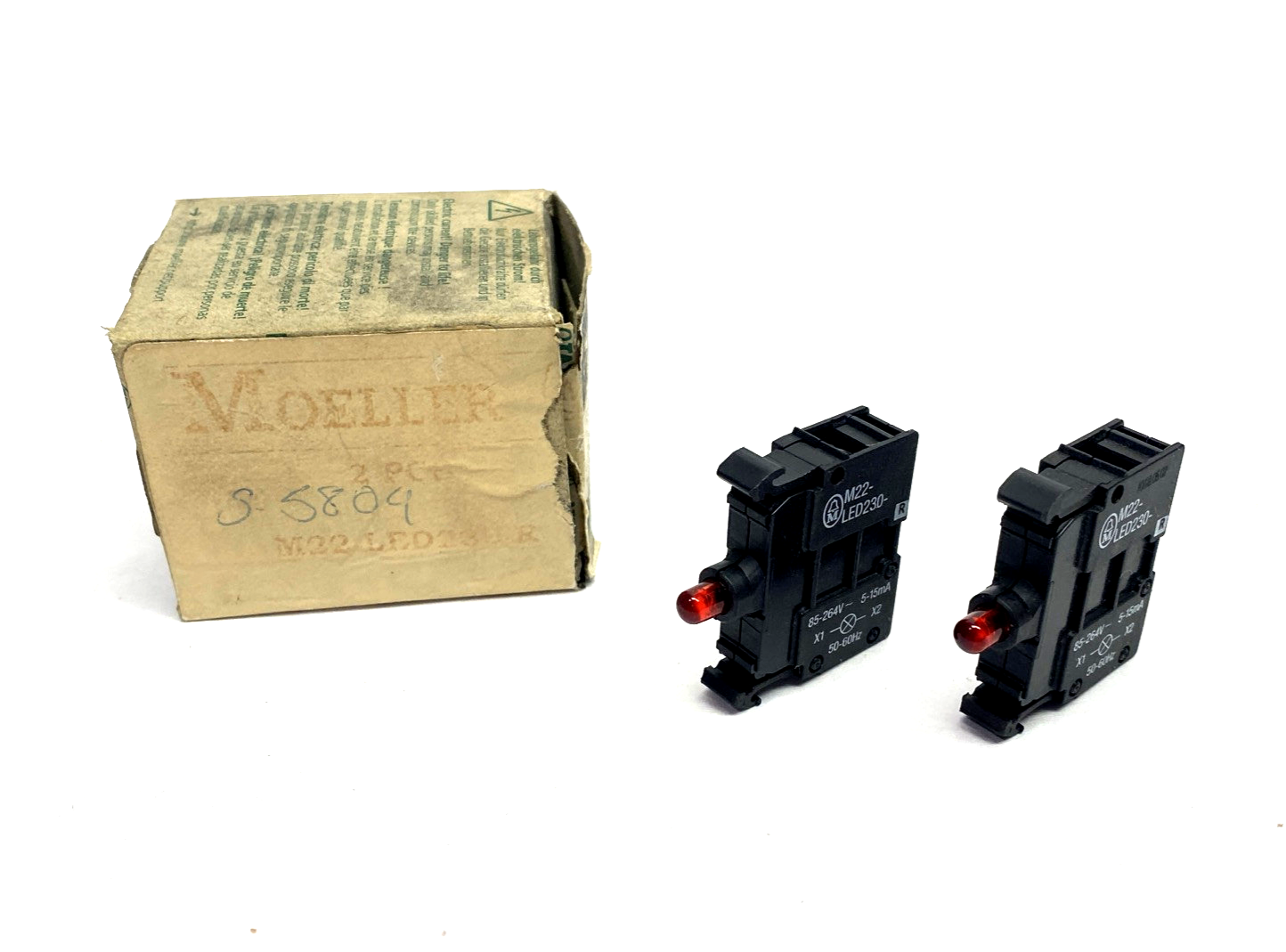 Moeller M22-LED230-R Modular Pushbutton LED Light Unit, Red S-5804 2-PACK - Maverick Industrial Sales