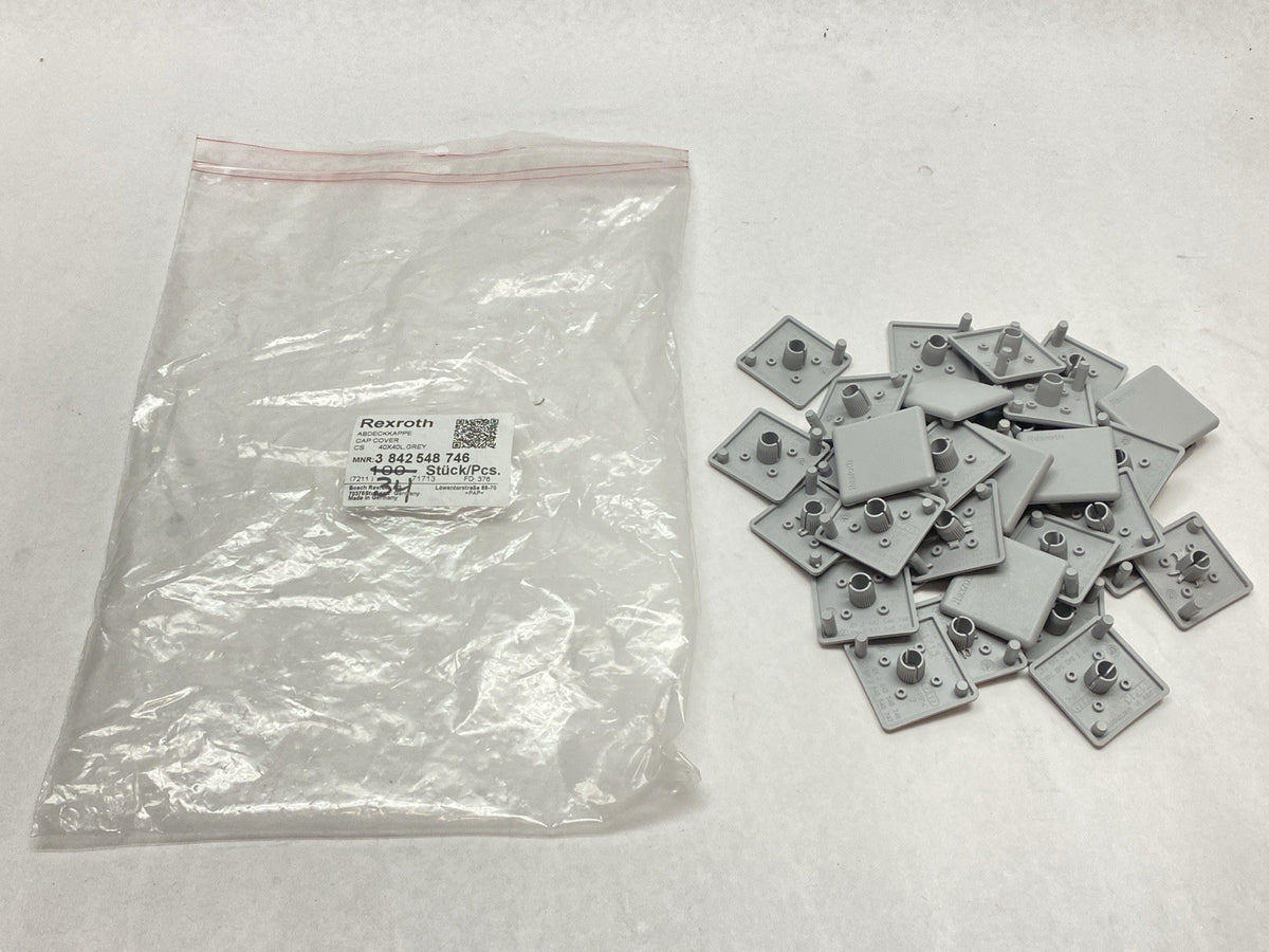 Bosch Rexroth 3842548746 Cap Cover 40mm x 40mm Grey PACK OF 34 - Maverick Industrial Sales