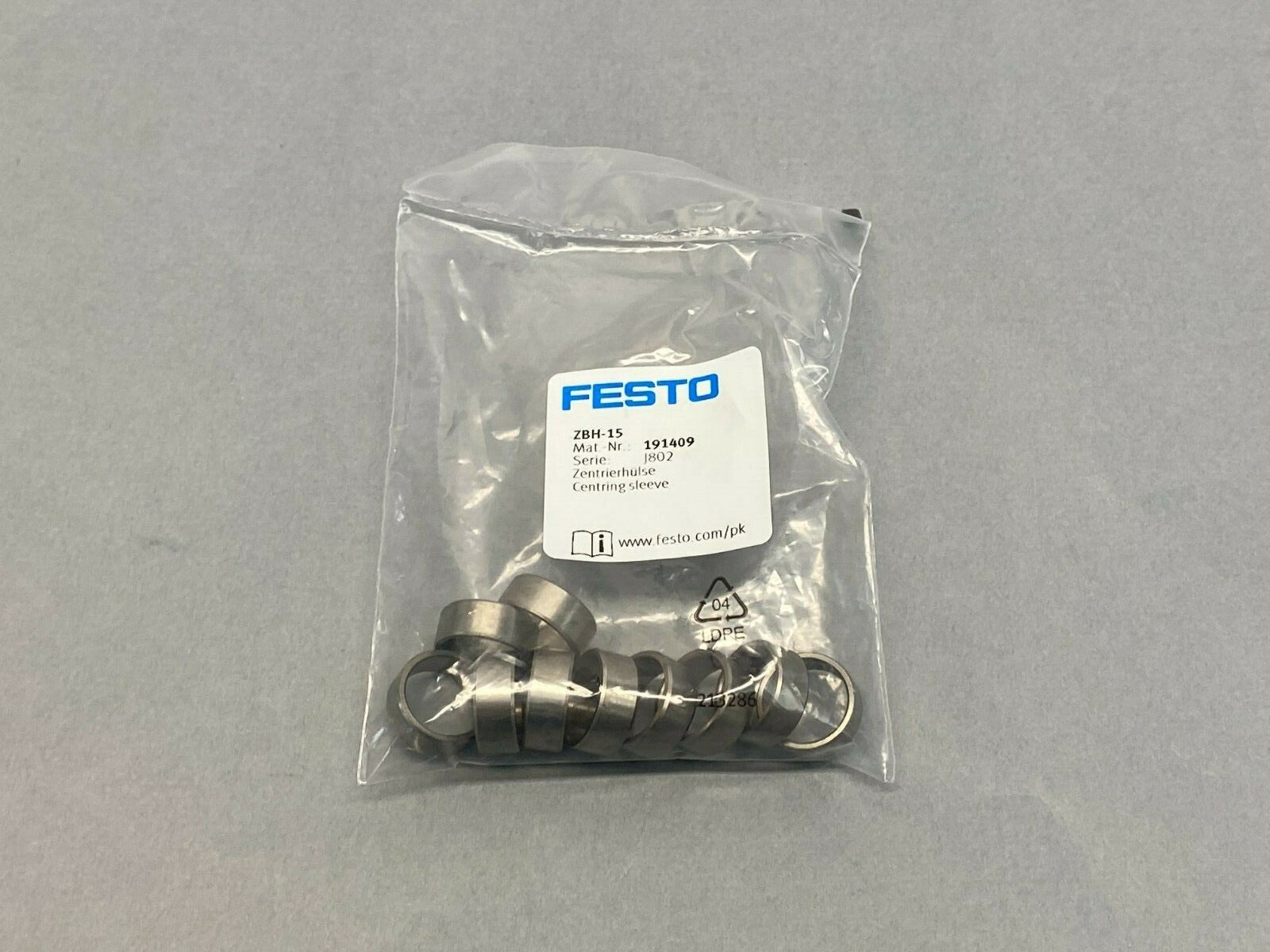 Festo ZBH-15 Centering Sleeve 15mm 191409 PKG OF 10 - New - Maverick Industrial Sales