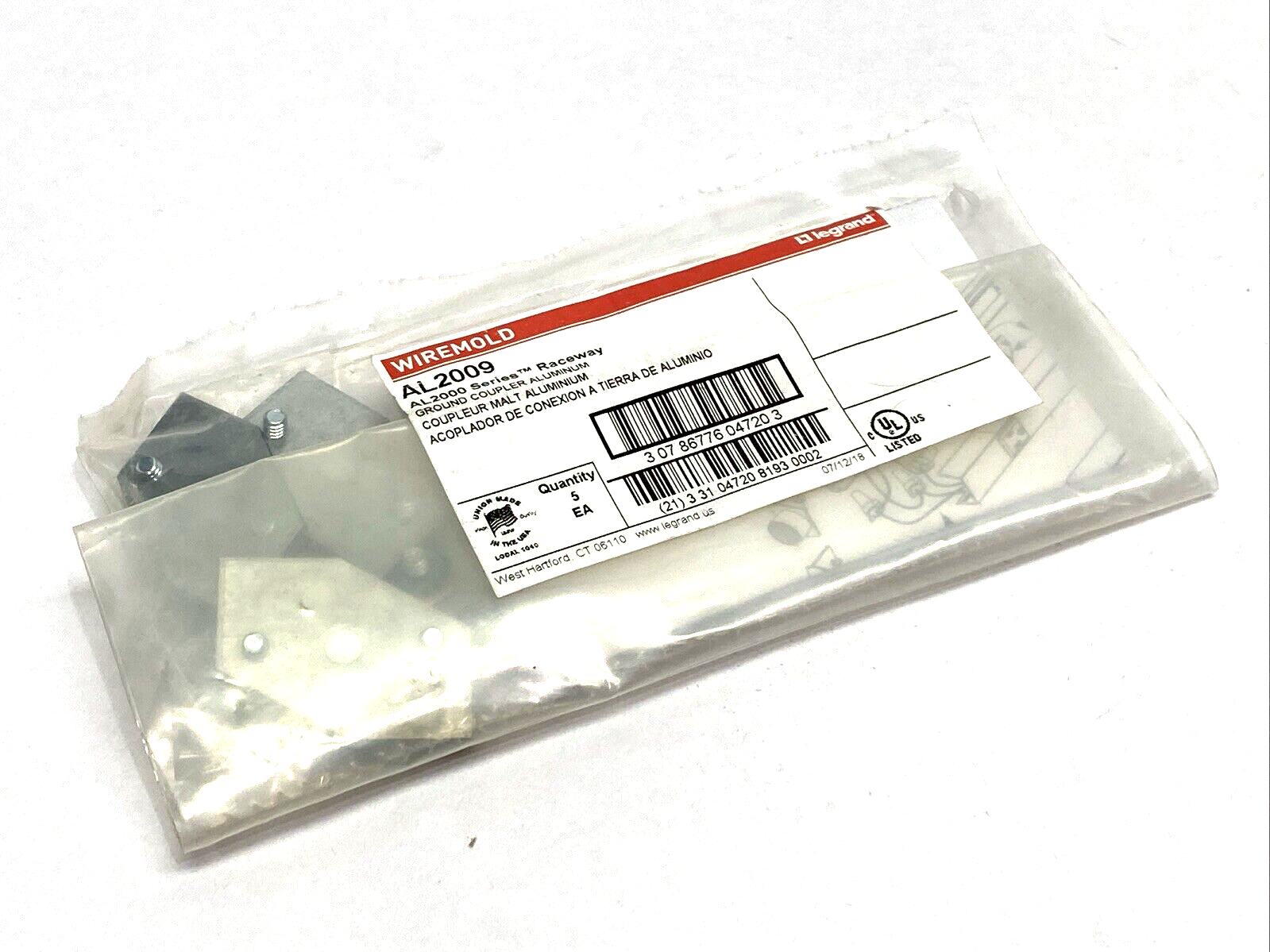 Legrand AL2009 Wiremold Raceway Ground Coupler LOT OF 5 - New - Maverick Industrial Sales