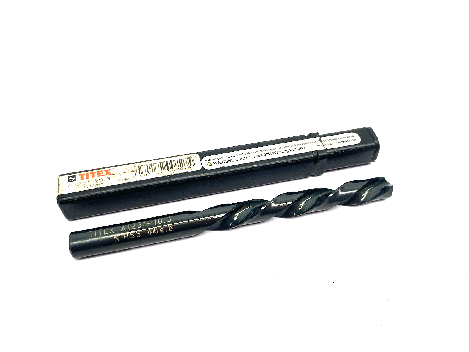 A1231-10.3 | Titex High-Speed Steel Jobber Drill, 10.3mm Diameter, Left Hand - New – Open box - Maverick Industrial Sales
