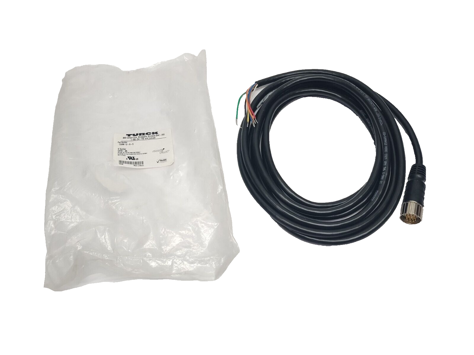 Turck CSRM 12-8-5 Actuator & Sensor Cordset M23 Male 12-Pin 5m U4701-85 - Maverick Industrial Sales