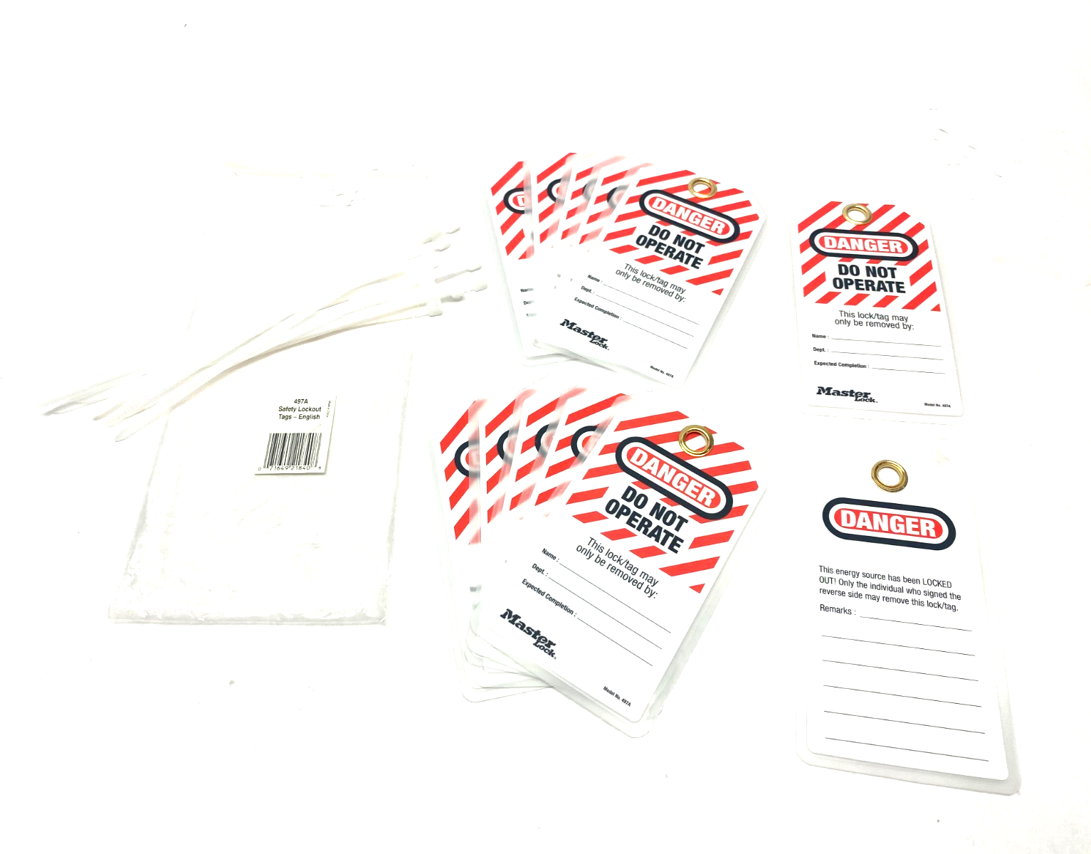 Master Lock 497A Safety Lockout Tags Do Not Operate, English, PACK OF 12 - Maverick Industrial Sales