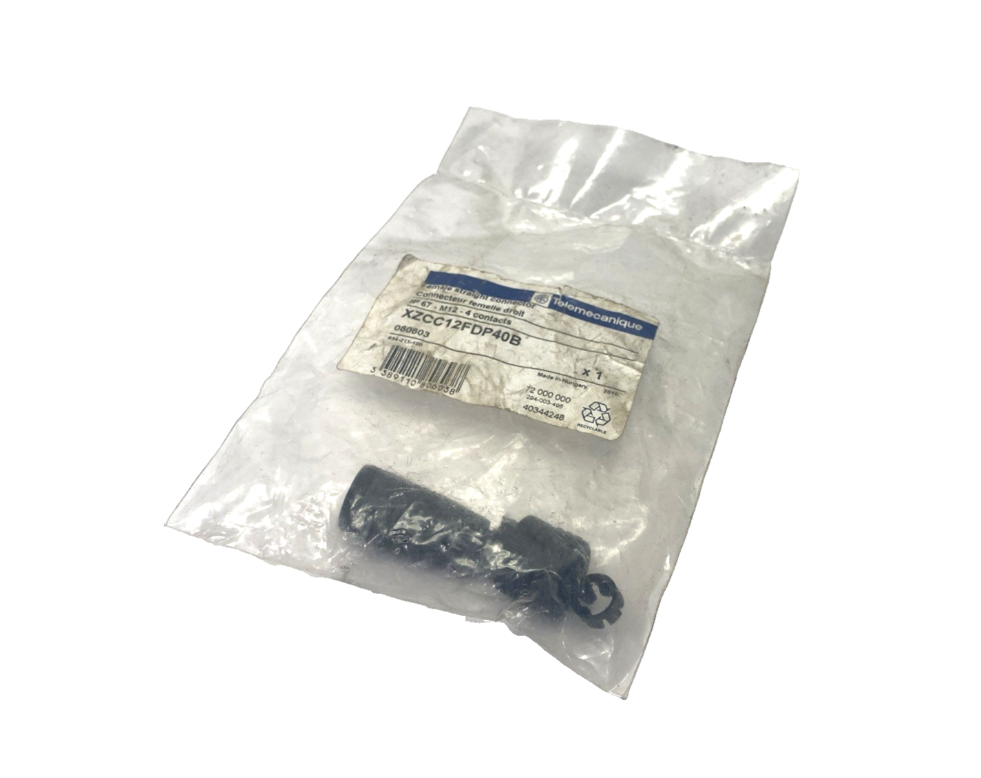 Telemecamique XZCC12FDP40B Female Straight Connector M12 4-Pin PG7 080603 - Maverick Industrial Sales