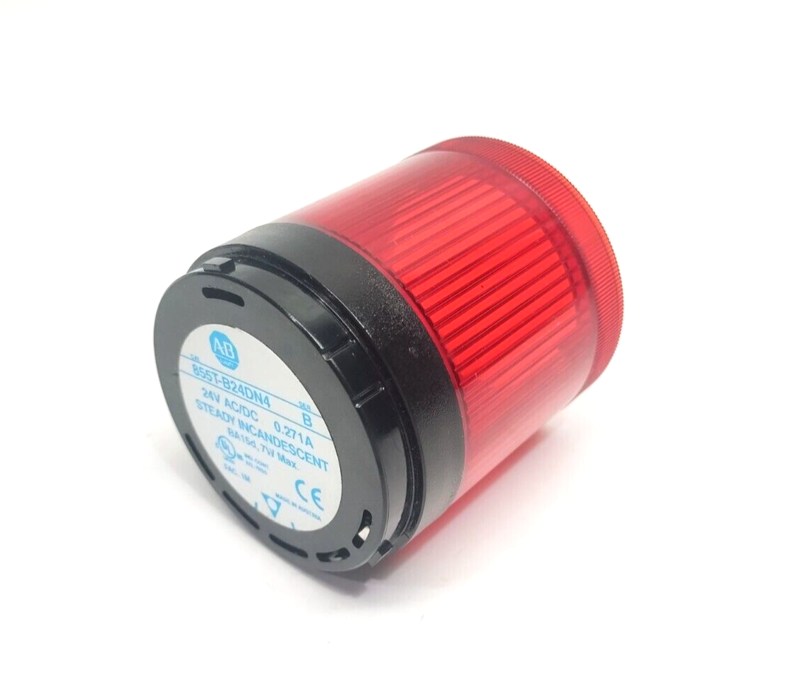 855T-B24DN4 | Allen Bradley Ser. B 70mm Stack Light 24V AC/DC, Red, NO BULB - Used - Maverick Industrial Sales