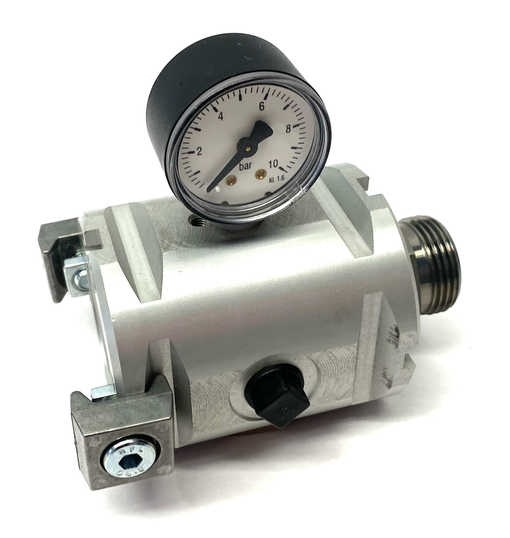Pneumatic Distribution Block Module, 6-Ports & Gauge, Aluminum Body - Maverick Industrial Sales