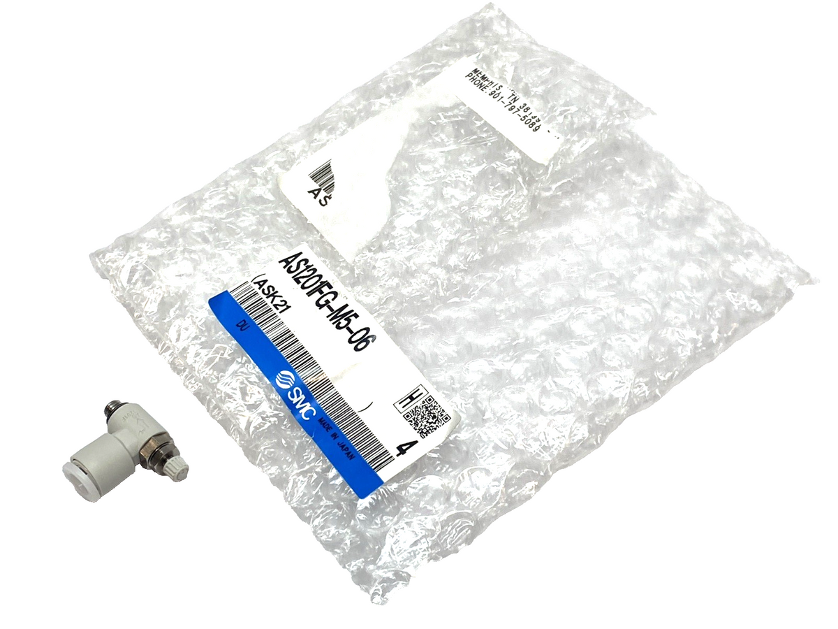 AS1201FG-M5-06 | SMC Speed Controller Valve M5 x 0.8 6mm Tube - New – Open box - Maverick Industrial Sales