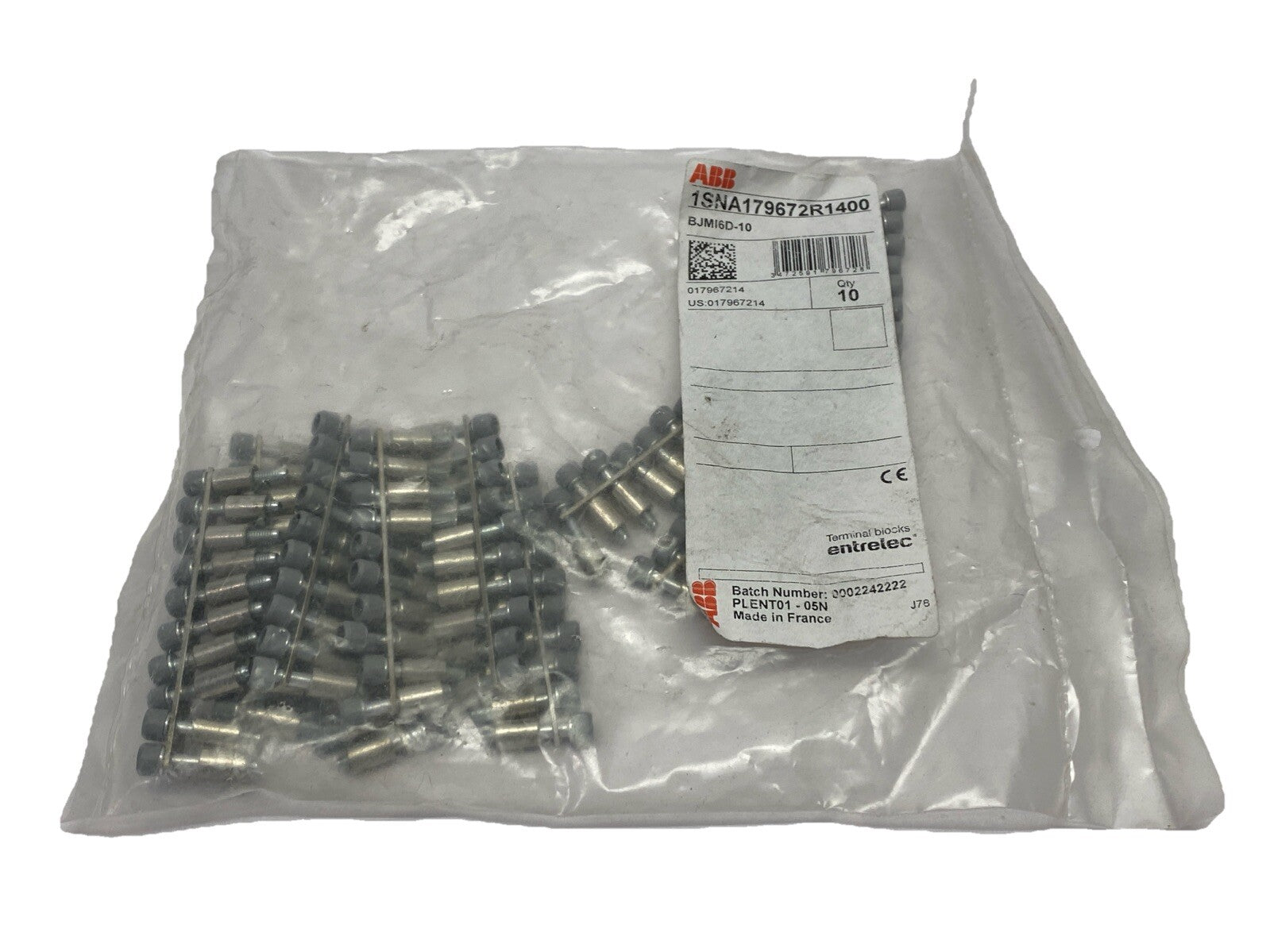 1SNA179672R1400,BJMI6D-10 | ABB Entrelec 1SNA179672R1400 Jumper Bar 10-Pole 6mm Space BJMI6D-10 PKG OF 10 - New - Maverick Industrial Sales