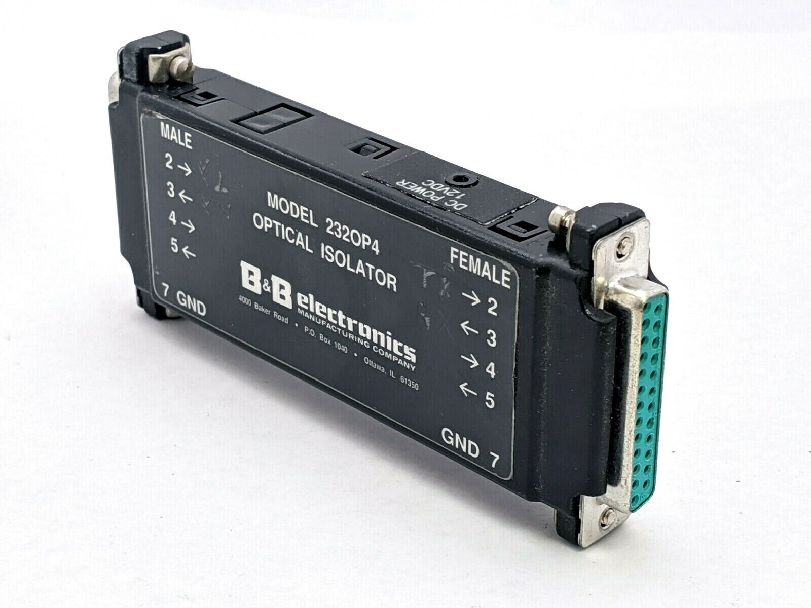 B & B Electronics 232OP4 Optical Isolator Male to Female 25 Pin Converter - Maverick Industrial Sales