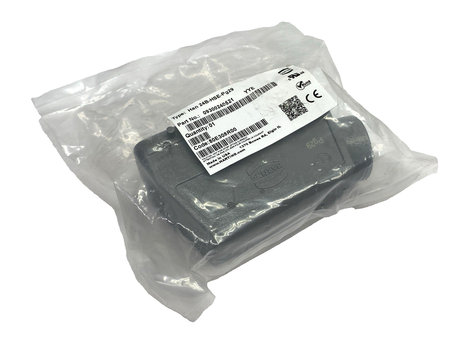 Harting 09300240521 Heavy Duty Power Connector Hood Side Entry Han 24B-HSE-Pg29 - Maverick Industrial Sales