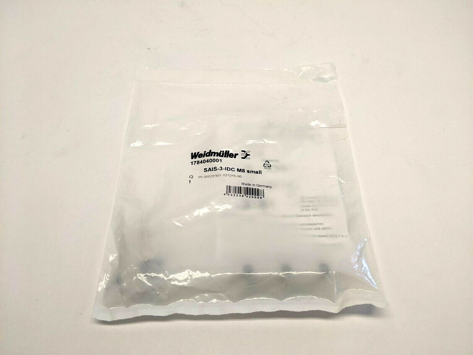 Weidmuller 1784040001 SAIS-3-IDC M8 SMALL Round Plug-In Connector - New - Maverick Industrial Sales