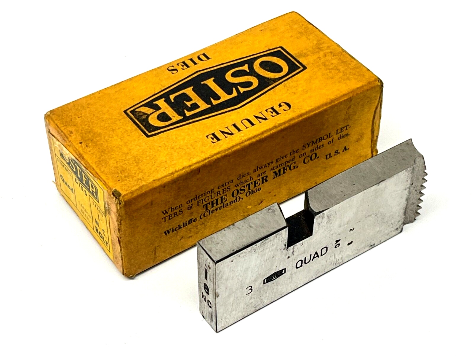 Oster Symbol Quad Carbon Steel 1" 8 N.C Bolt Die - New – Open box - Maverick Industrial Sales