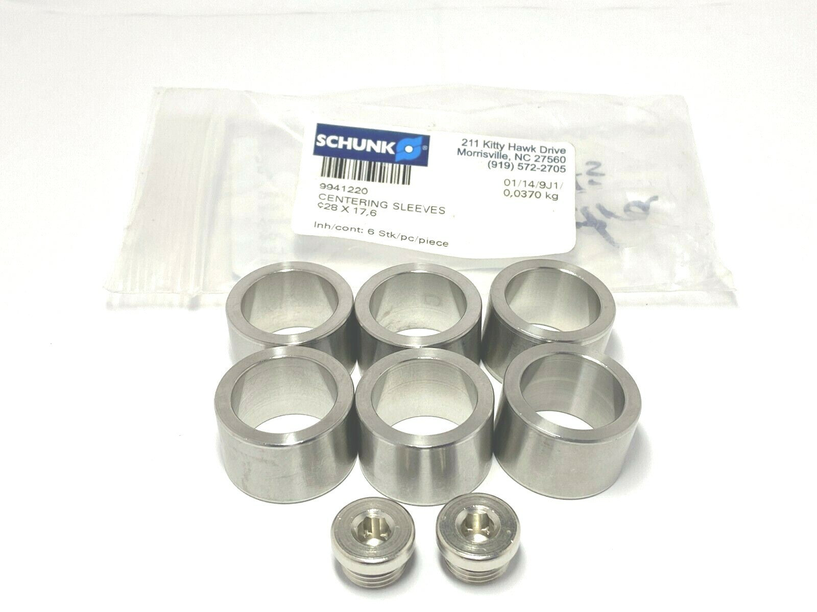Schunk 9941220 Gripper Centering Sleeves PACKAGE OF 6 - New - Maverick Industrial Sales