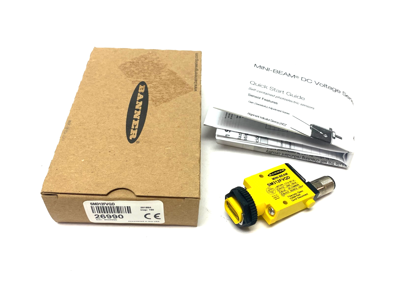 Banner SM312FVQD MINI-BEAM Fiber Optic Amplifier Visible Red 650nm Glass 26990 - Maverick Industrial Sales