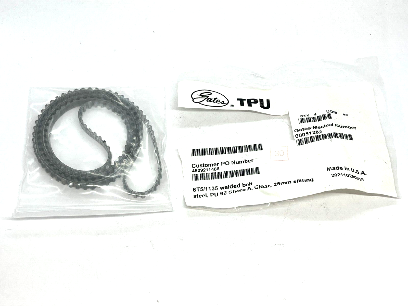 Gates 6T5/1285 Welded Belt Steel PU 92 Shore A 25mm Slitting Clear - New - Maverick Industrial Sales