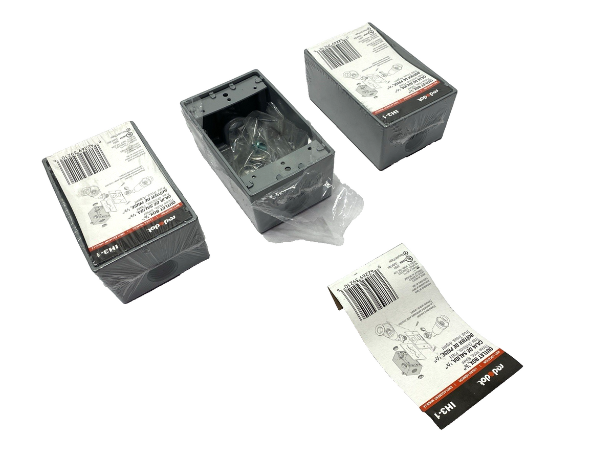 Red Dot IH3-1 Weatherproof Box 1/2", Three Hole, Silver, Aluminum, LOT OF 3 - Maverick Industrial Sales