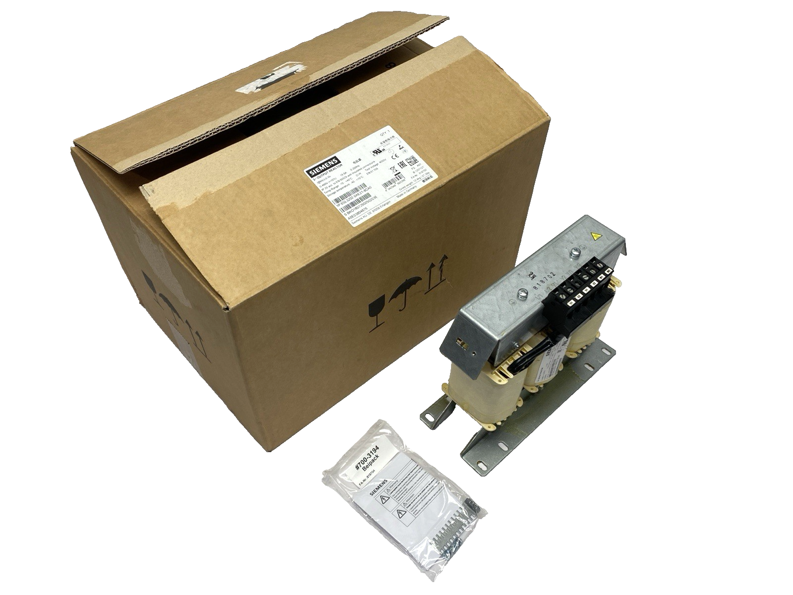 Siemens 6SL3202-0AE21-8CA0 SINAMICS Output Reactor 380-480V 18.5A - Maverick Industrial Sales