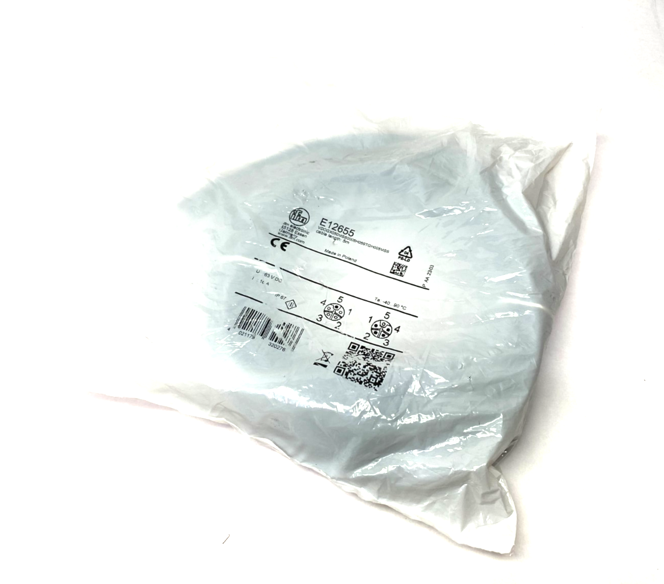 Ifm E12655 Dbl-Ended Connection Cable M12 5m VDOGX050MSS0005H05STGH005MSS - Maverick Industrial Sales