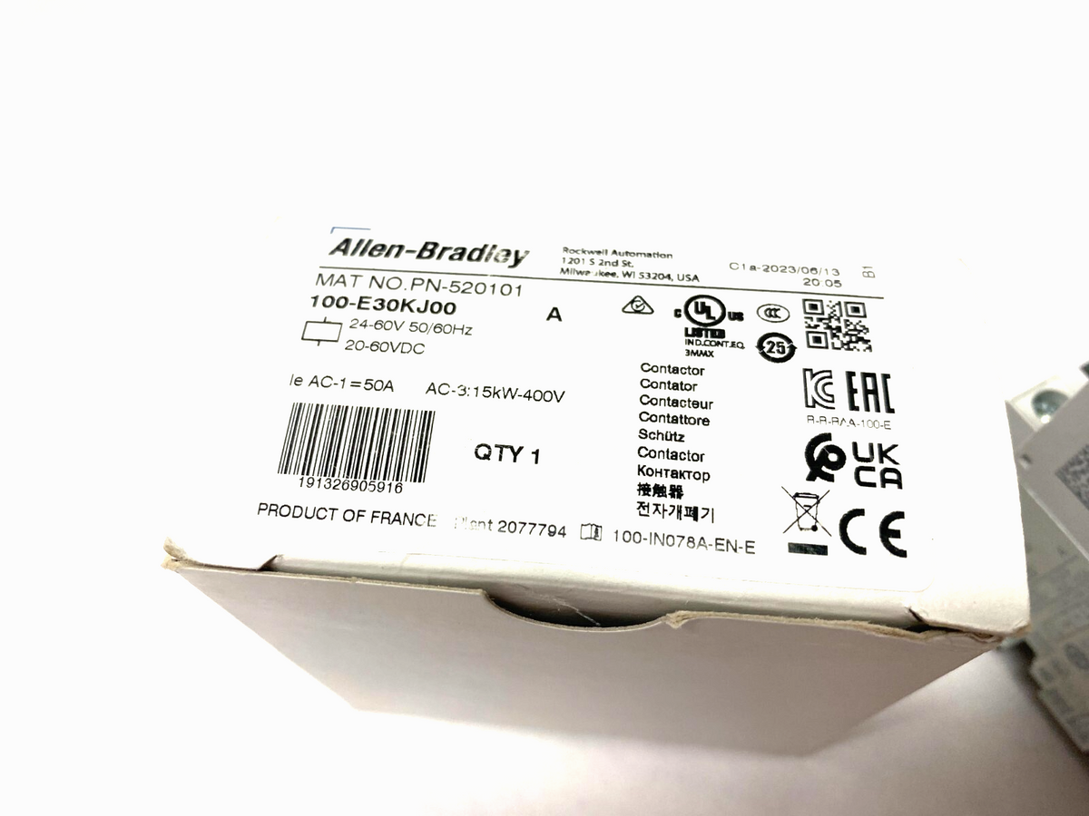 100-E30KJ00 | Allen Bradley Ser. A Non-Reversing Contactor 24-60V 50/60Hz - New Other - Maverick Industrial Sales