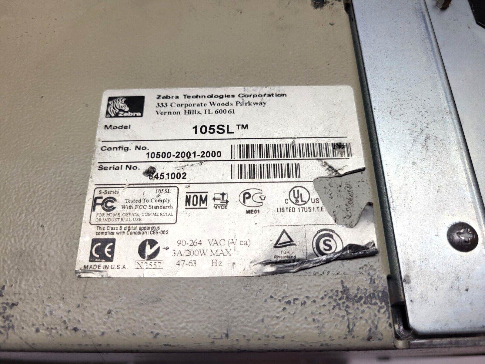 Zebra 105SL Thermal Barcode Label Printer 10500-2001-2000 - For parts or not working - Maverick Industrial Sales