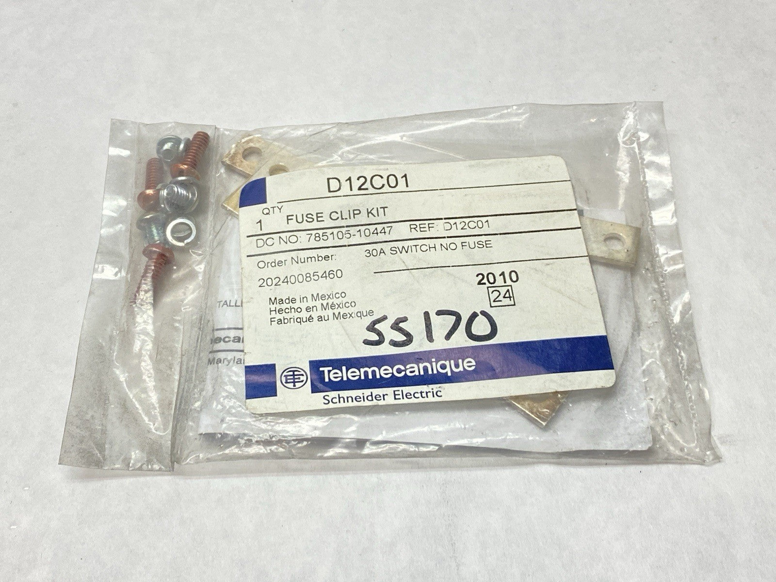 Telemecanique D12C01 Fuse Clip Kit 30A - New - Maverick Industrial Sales