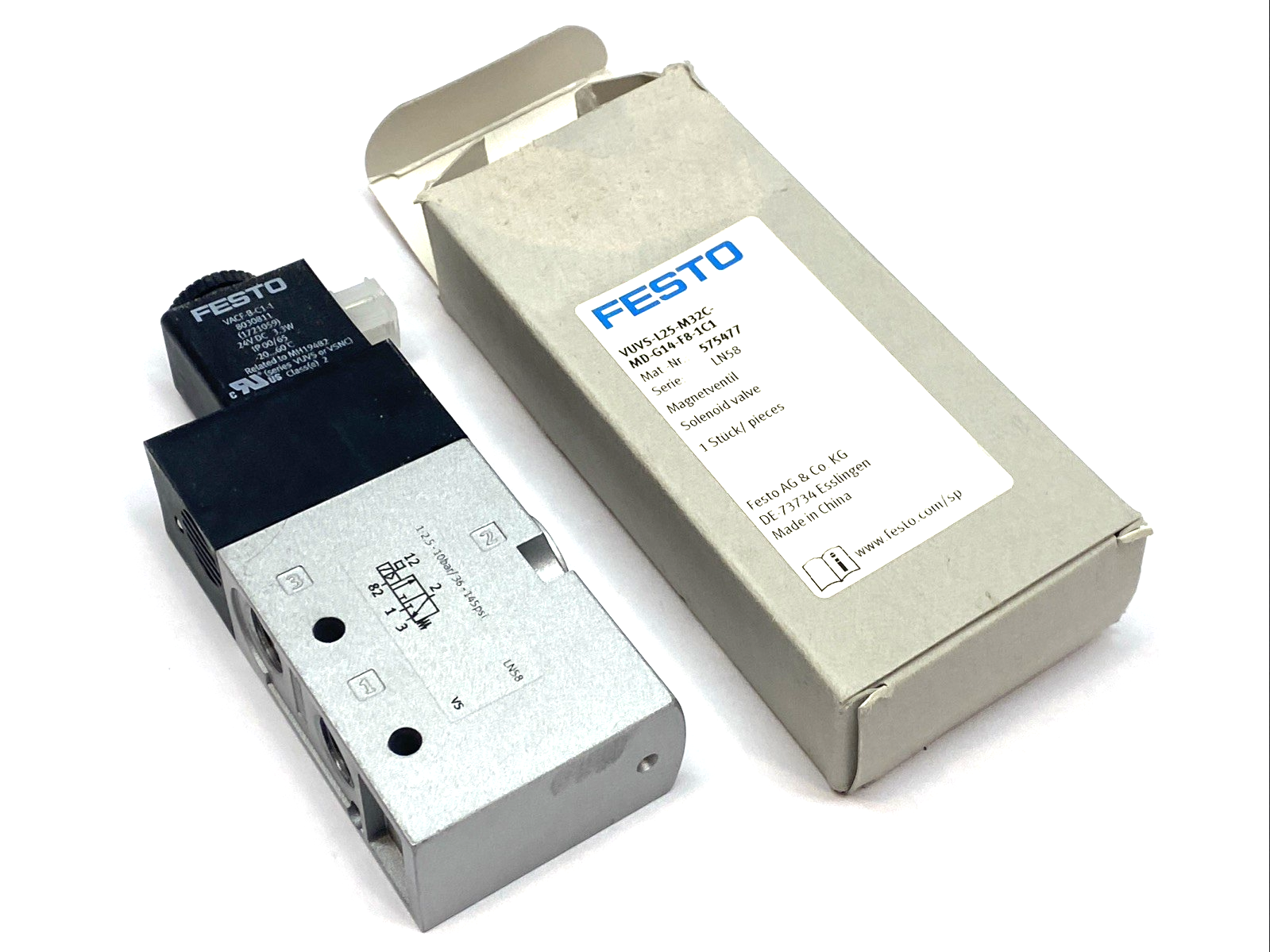 Festo VUVS-L25-M32C-MD-G14-F8-1C1 Solenoid Valve 3/2 24VDC 575477 - Maverick Industrial Sales