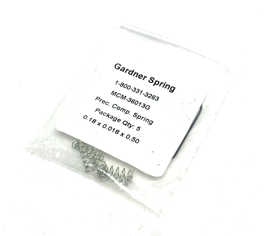 MCM-36013G | Gardner Spring Precision Compression Spring 0.18x0.018x0.50 PKG OF 5 - New - Maverick Industrial Sales