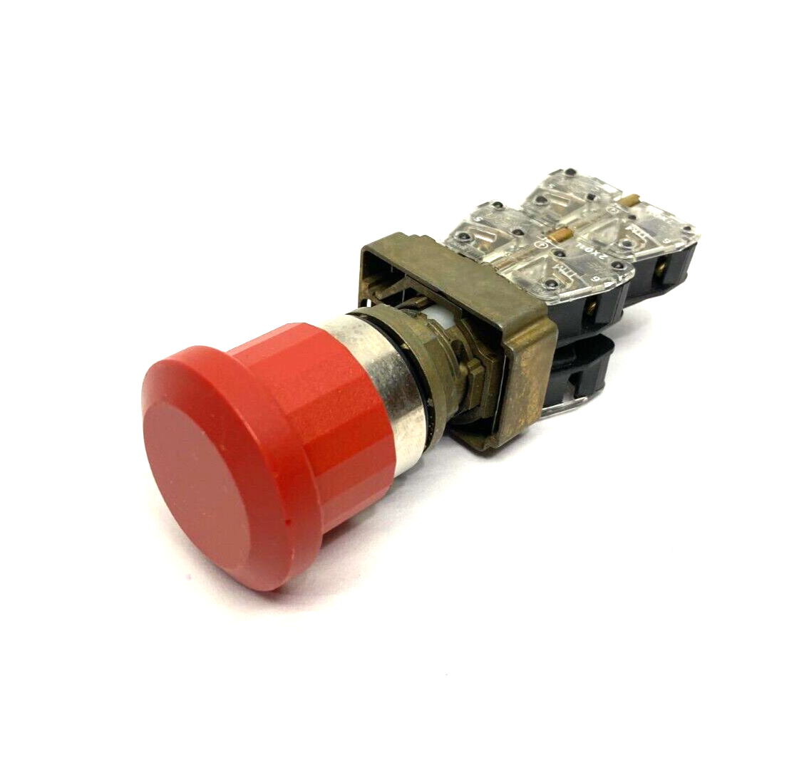 Push/Pull Emergency Stop Pushbutton, Red Mushroom Head, Metal Collar 22mm - Maverick Industrial Sales