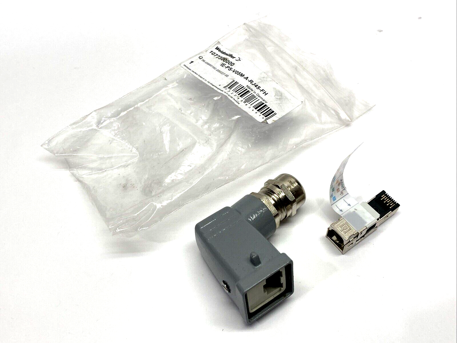 Weidmuller IE-PS-V05M-A-RJ45-FH Right Angle Industrial Plug RJ45 1077300000 - New – Open box - Maverick Industrial Sales