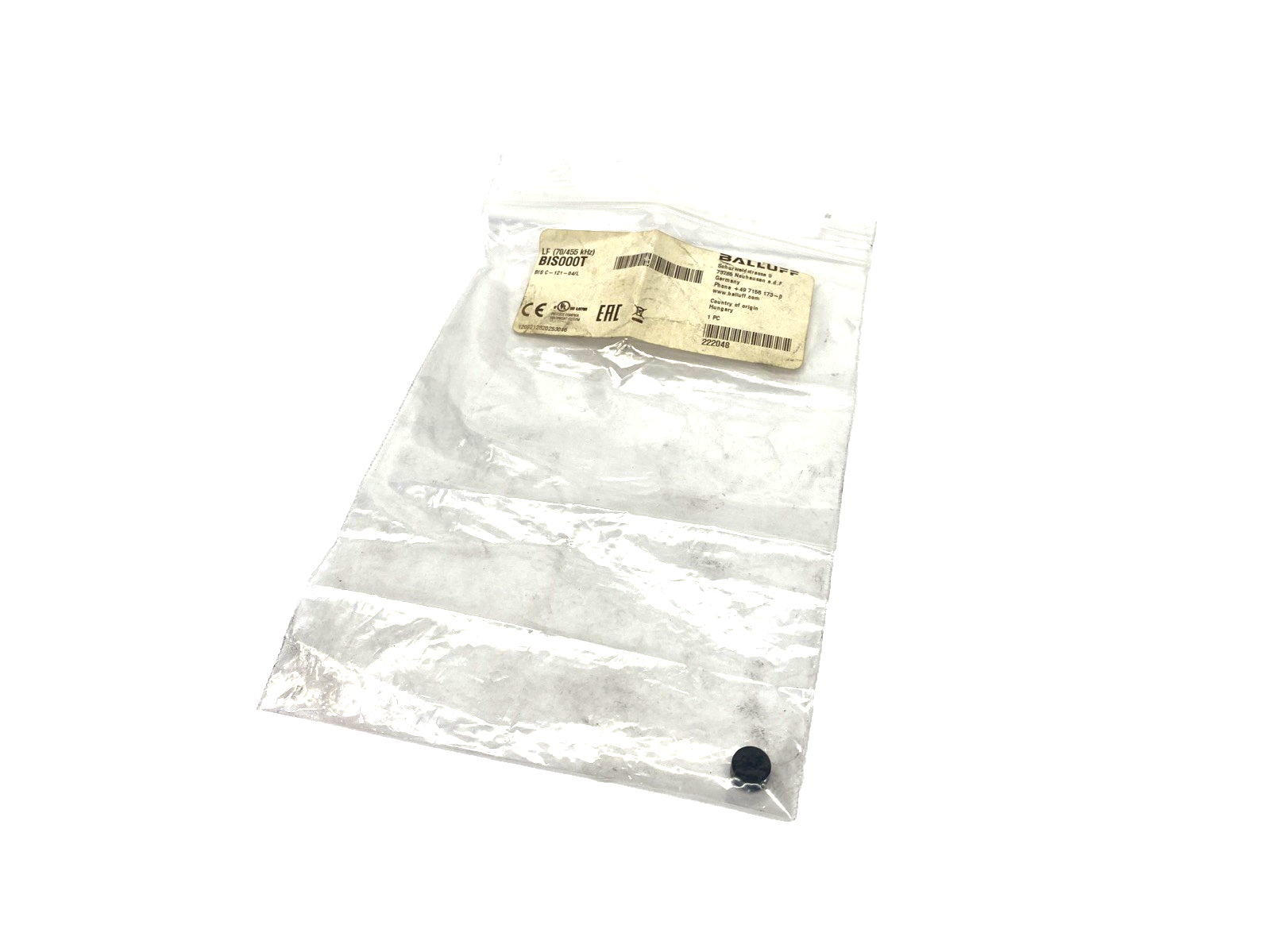 BIS000T, BIS C-121-04/L | Balluff BIS000T Round Tags For LF 70/455 kHz 9mm Dia. x 4.5 mm BIS C-121-04/L - New – Open box - Maverick Industrial Sales