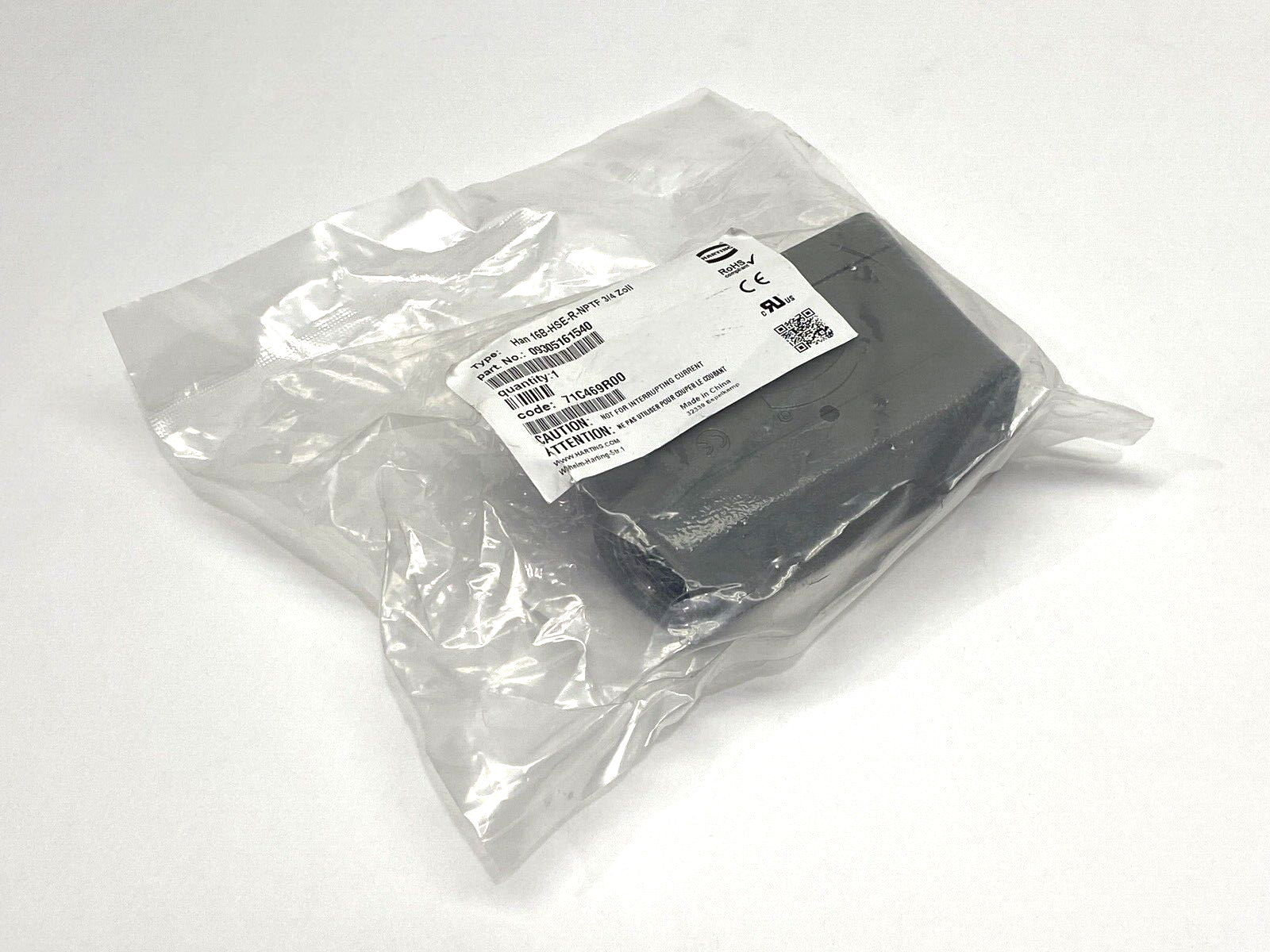 Harting 09305161540 Rectangular Connector Hood Han 16B-HSE-R-NPTF 3/4 Zoll - New - Maverick Industrial Sales