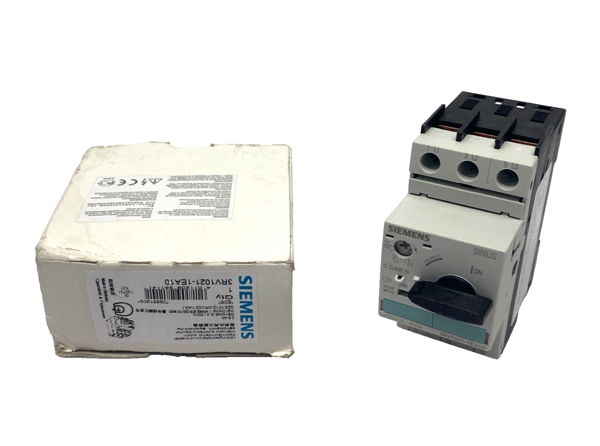 3RV1021-1EA10 | Siemens Motor Starter Circuit Breaker Size S0 Class 10 2.8-4A, 52A - New – Open box - Maverick Industrial Sales